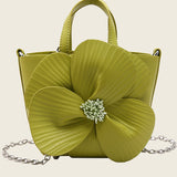 Camellia Flower Bucket Bag Elegant Floral Party Handbag