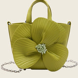 Camellia Flower Bucket Bag Elegant Floral Party Handbag