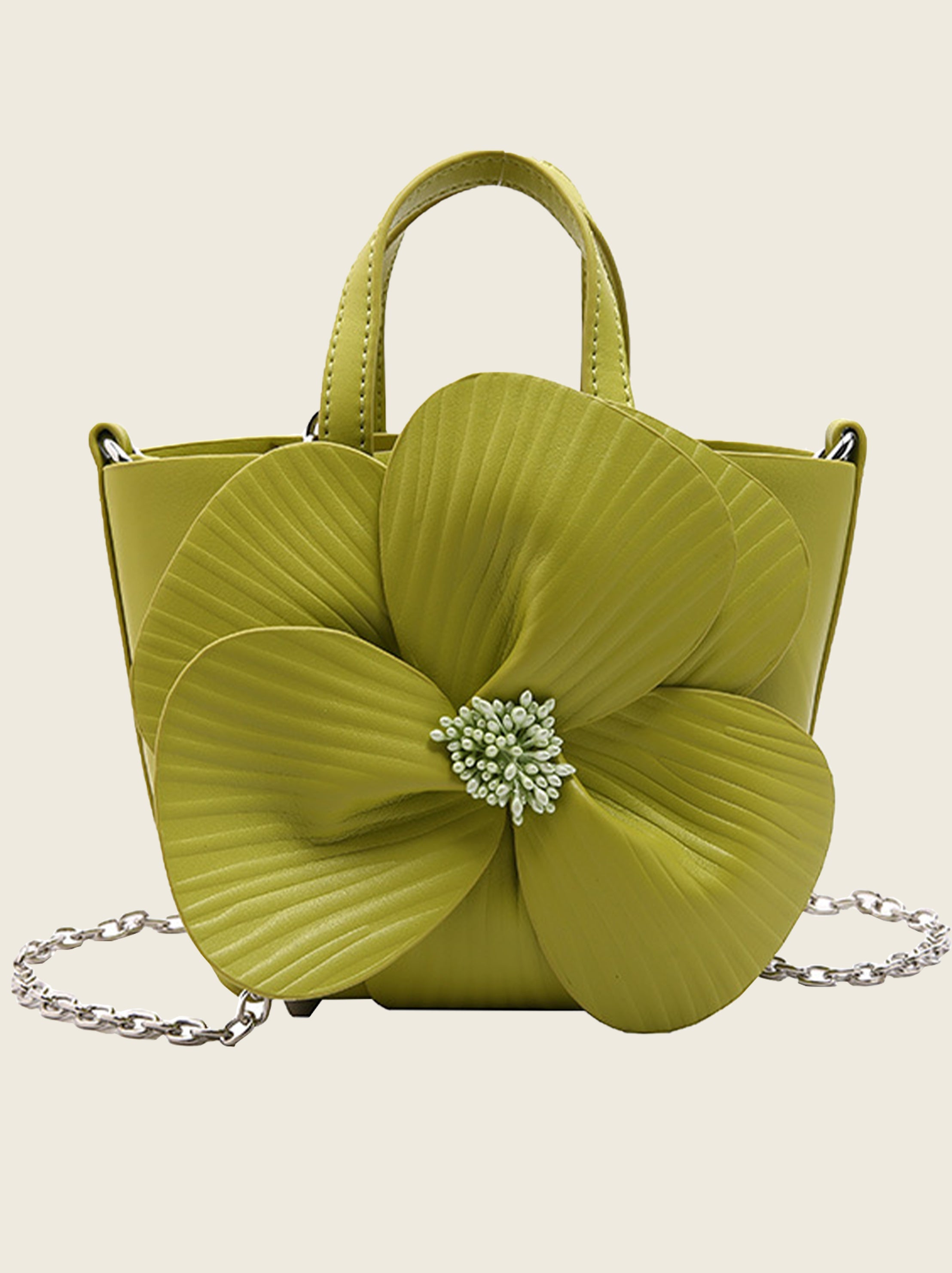 Camellia Flower Bucket Bag Elegant Floral Party Handbag