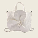 Camellia Flower Bucket Bag Elegant Floral Party Handbag