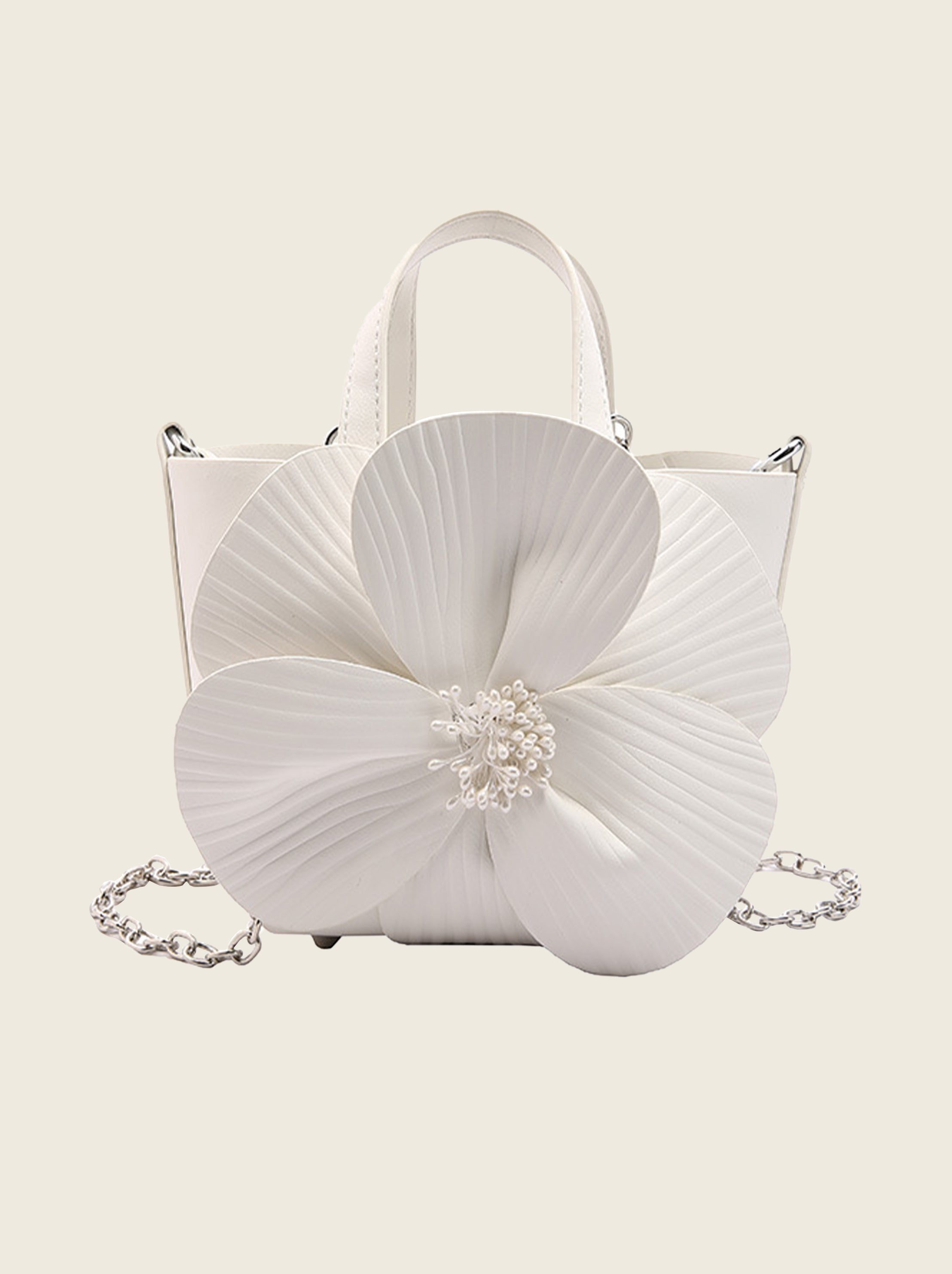 Camellia Flower Bucket Bag Elegant Floral Party Handbag