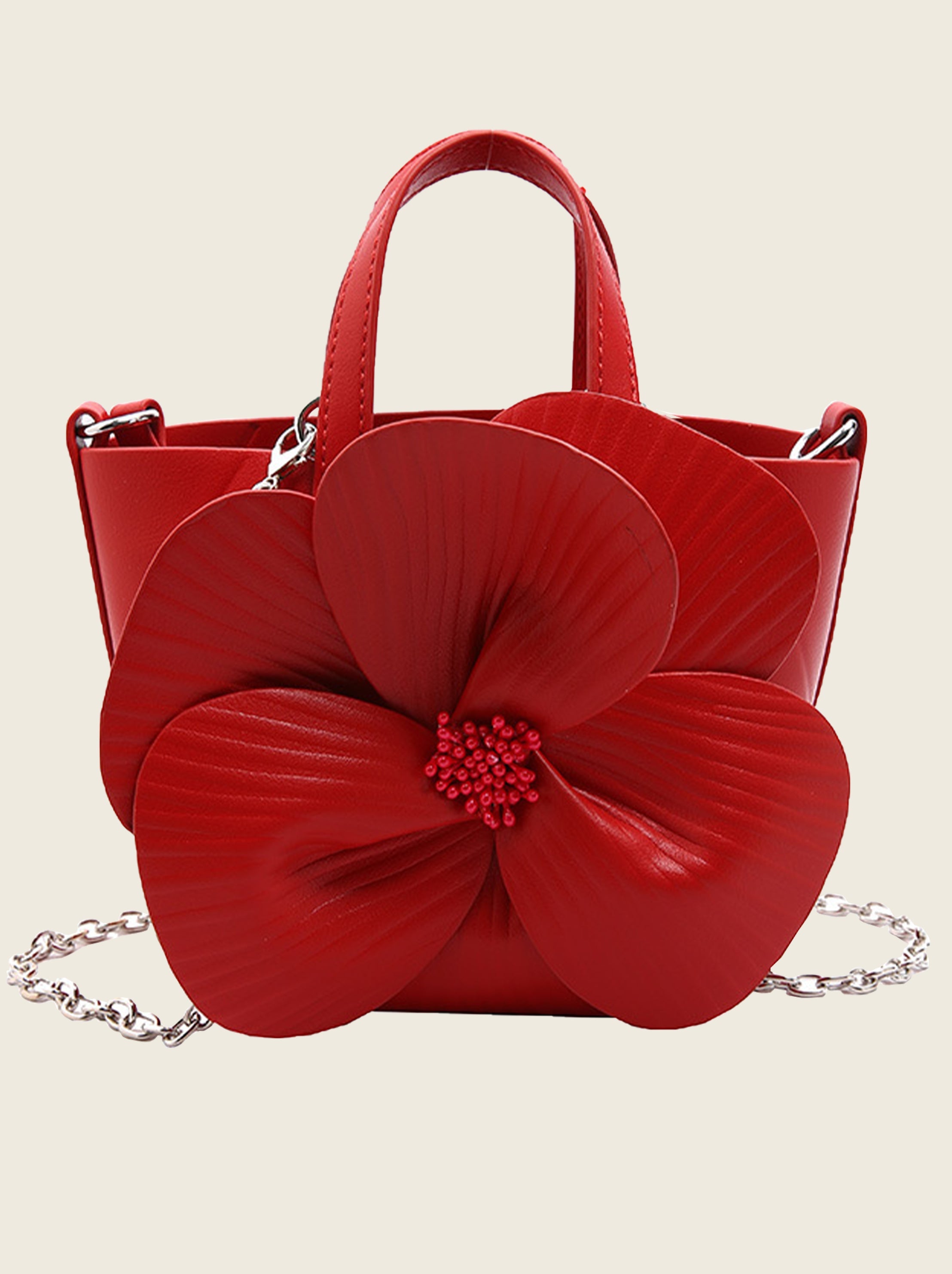 Camellia Flower Bucket Bag Elegant Floral Party Handbag