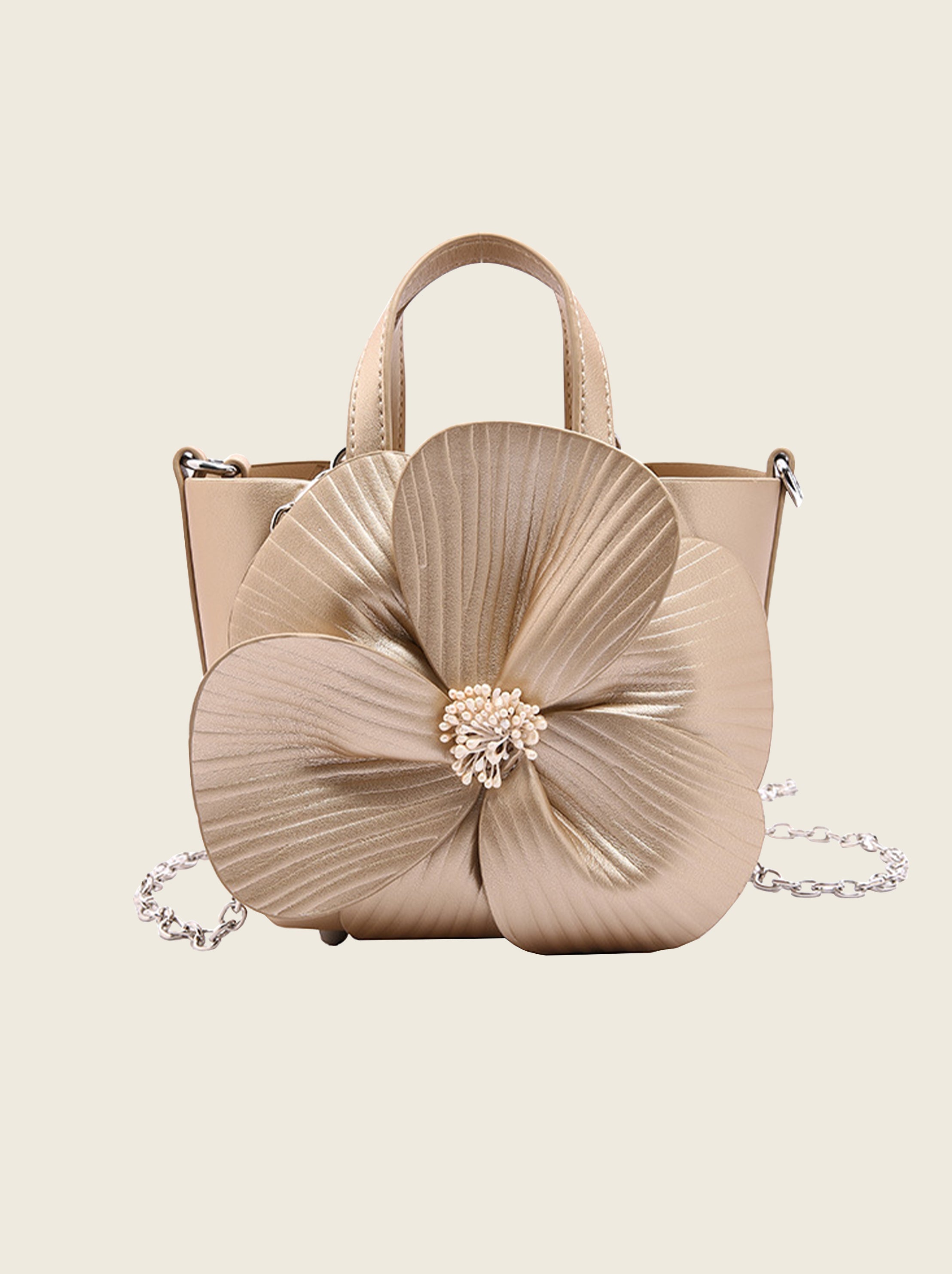Camellia Flower Bucket Bag Elegant Floral Party Handbag