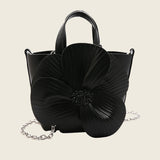 Camellia Flower Bucket Bag Elegant Floral Party Handbag
