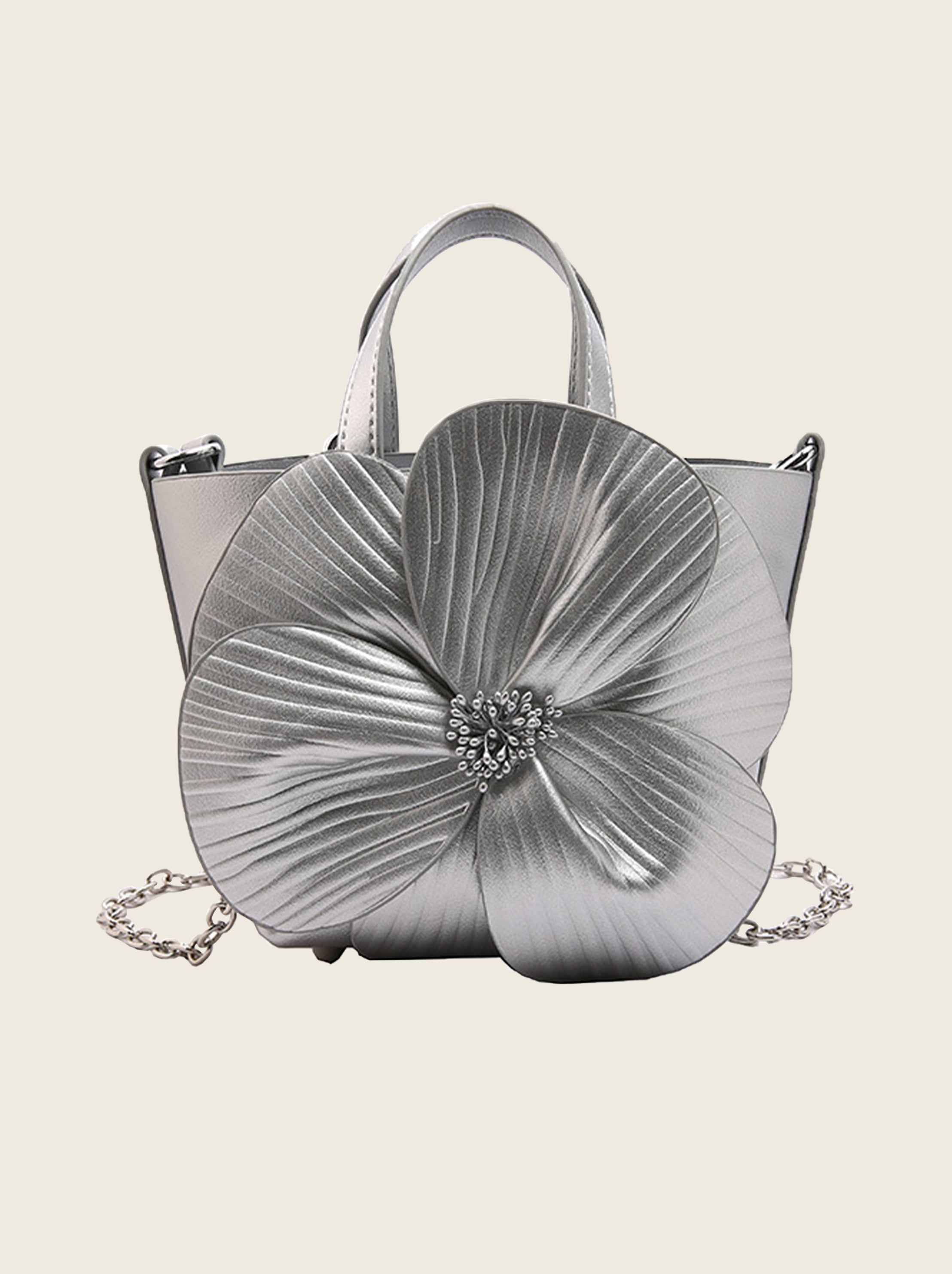 Camellia Flower Bucket Bag Elegant Floral Party Handbag