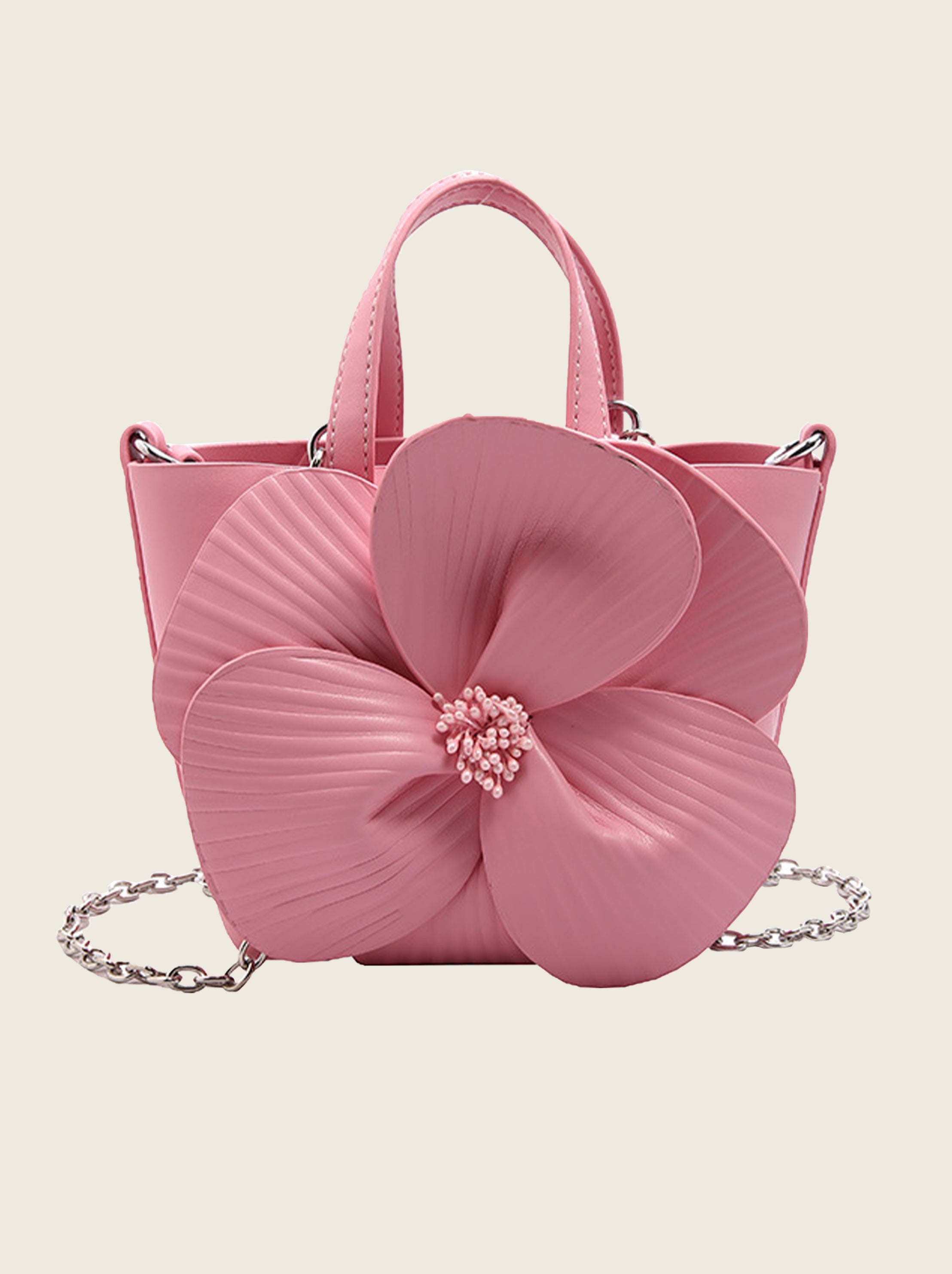 Camellia Flower Bucket Bag Elegant Floral Party Handbag