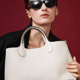 Hpai Tote M Bag in Leather - Ivory