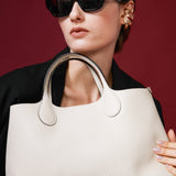 Hpai Tote M Bag in Leather - Ivory