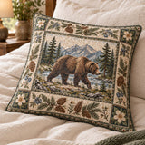Woodland Bear Forest Quilted Pillow Cover