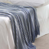 Classic Stripe Knitted Throw Blanket & Pillow Cover Set