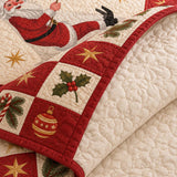 Jolly Santa Martini Christmas Quilted 3-Piece Bedding Set