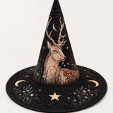 H.PAI Mystical Deer Gothic Handcrafted Quilted Witch Hat