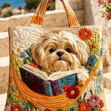 Book Shih Tzu Quilted Tote Bag