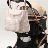 Floral Quilted Baby Diaper Bag Backpack With Stroller Straps