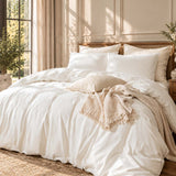 Solid Color Cotton 3-Piece Duvet Cover Bedding Set