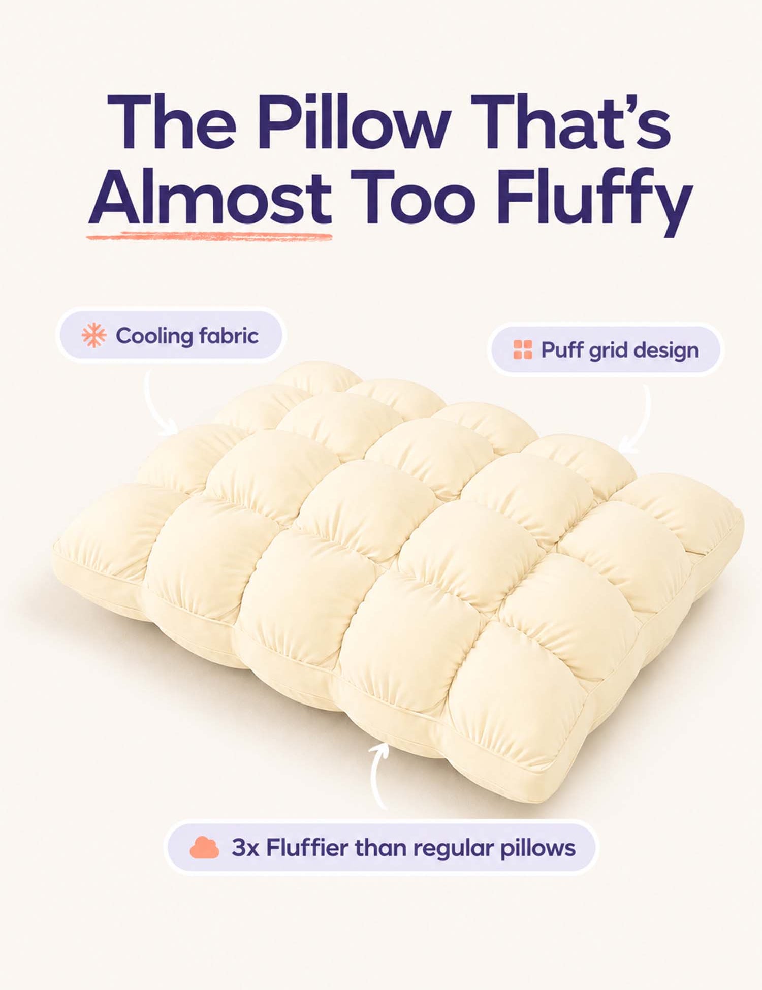 Puff Pillow – Dual-Sided Cooling Extra-Fluffy Pillow