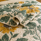 H.PAI Sunflower Botanical Garden Quilted 3-Piece Bedding Set