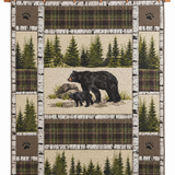 Black Bear Pine Forest Patchwork Quilted 3-Piece Bedding Set