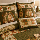 H.PAI Pumpkin Ghost Harvest Quilted 3-Piece Bedding Set