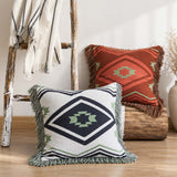 Southwestern Fringe Geometric Knitted Pillow Cover