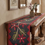 Christmas Rustic Floral Appliqué Quilted Table Runner