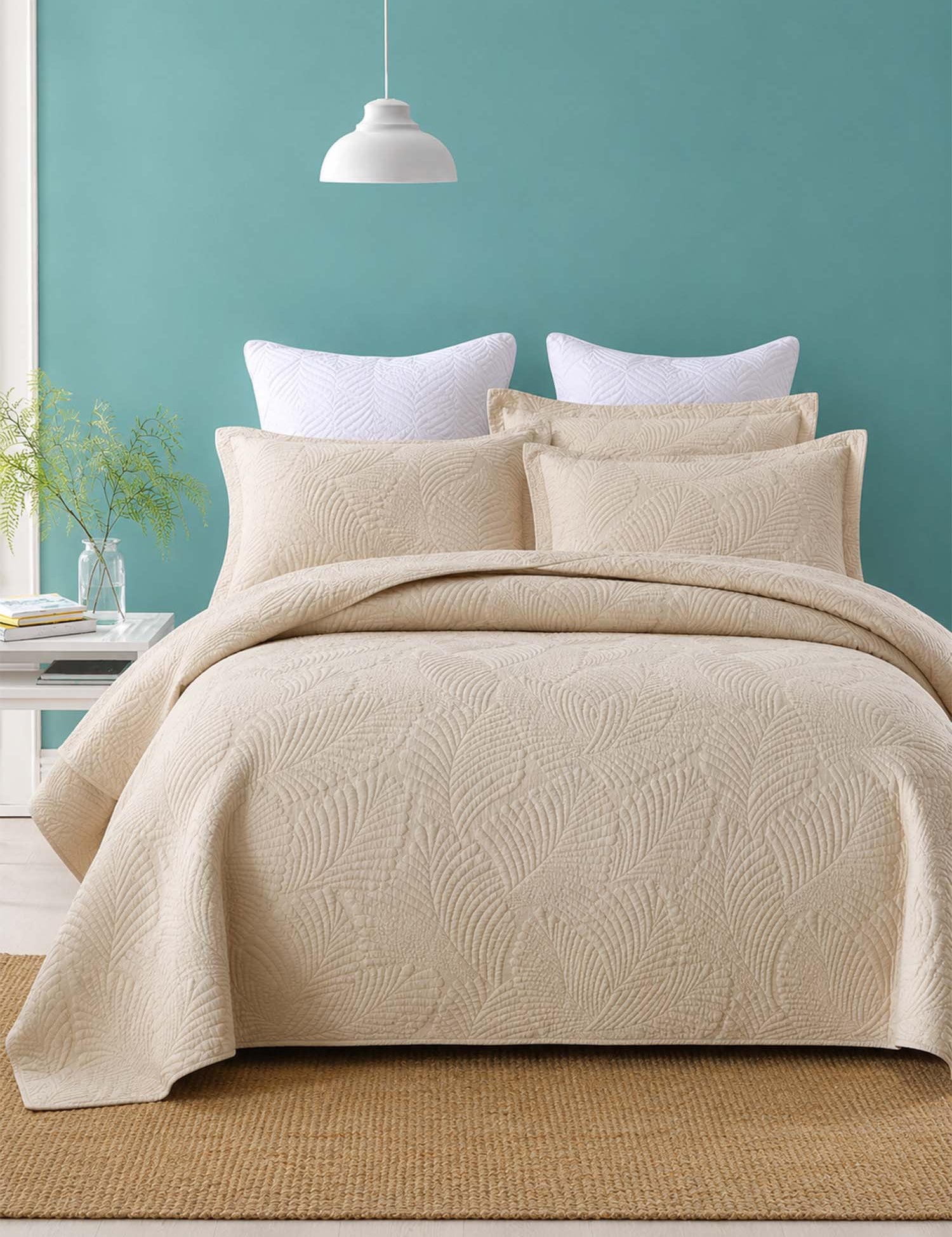 Leaf Texture Quilted 3-Piece Bedding Set