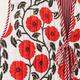 Red Poppy Floral - Reversible Vintage Patchwork Quilted Vest Tie-Front Waistcoat