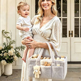Plush Nursery Organizer Tote Bag -Silver Grey