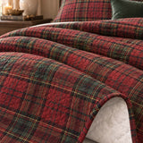 Christmas Tartan Plaid Quilted 3-Piece Bedding Set