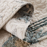 Cottage Style Nature Bird Floral Foliage Quilted 3‑Piece Bedding Set