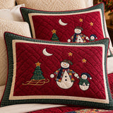 Christmas Snowman Patchwork Quilted 3-Piece Bedding Set