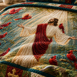 H.PAI Jesus Cardinal Faith Quilted 3-Piece Bedding Set