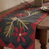 Christmas Rustic Floral Appliqué Quilted Table Runner