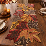 Autumn Maple Oak Leaf Cutout Fall Table Runner