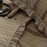 Stripe Ruffle Jacquard 100% Cotton Reversible Quilted 3-Piece Bedding Set