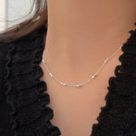 Sterling silver simple Italian square bead necklace