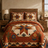 H.PAI Western Star Patchwork Quilted 3-Piece Bedding Set – Classic Americana Quilted Bedding with Matching Pillow Shams