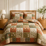 Daisy Cottage Garden Quilted 3-Piece Bedding Set