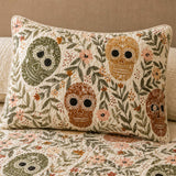Sugar Skull Botanical Quilted 3-Piece Bedding Set