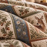 Woodland Deer Botanical Quilted 3-Piece Bedding Set