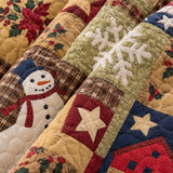 Rustic Snowman Star Patchwork Quilted 3-Piece Bedding Set