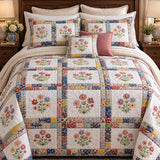 Wildflower Cottage Patchwork Quilted 3-Piece Bedding Set
