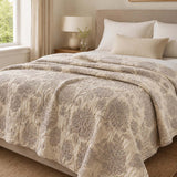 Vintage Grey Peony Floral 100% Cotton Gauze Soft Puff Blanket