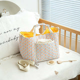 Quilted Floral Diaper Bag Tote with Shoulder Strap - Lightweight Crossbody Storage Bag