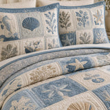 Coastal Ocean Quilted 3-Piece Bedding Set – Luxury Quilted Bedding with Matching Pillow Shams