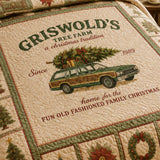 Christmas Tree Farm Vintage Quilted 3-Piece Bedding Set