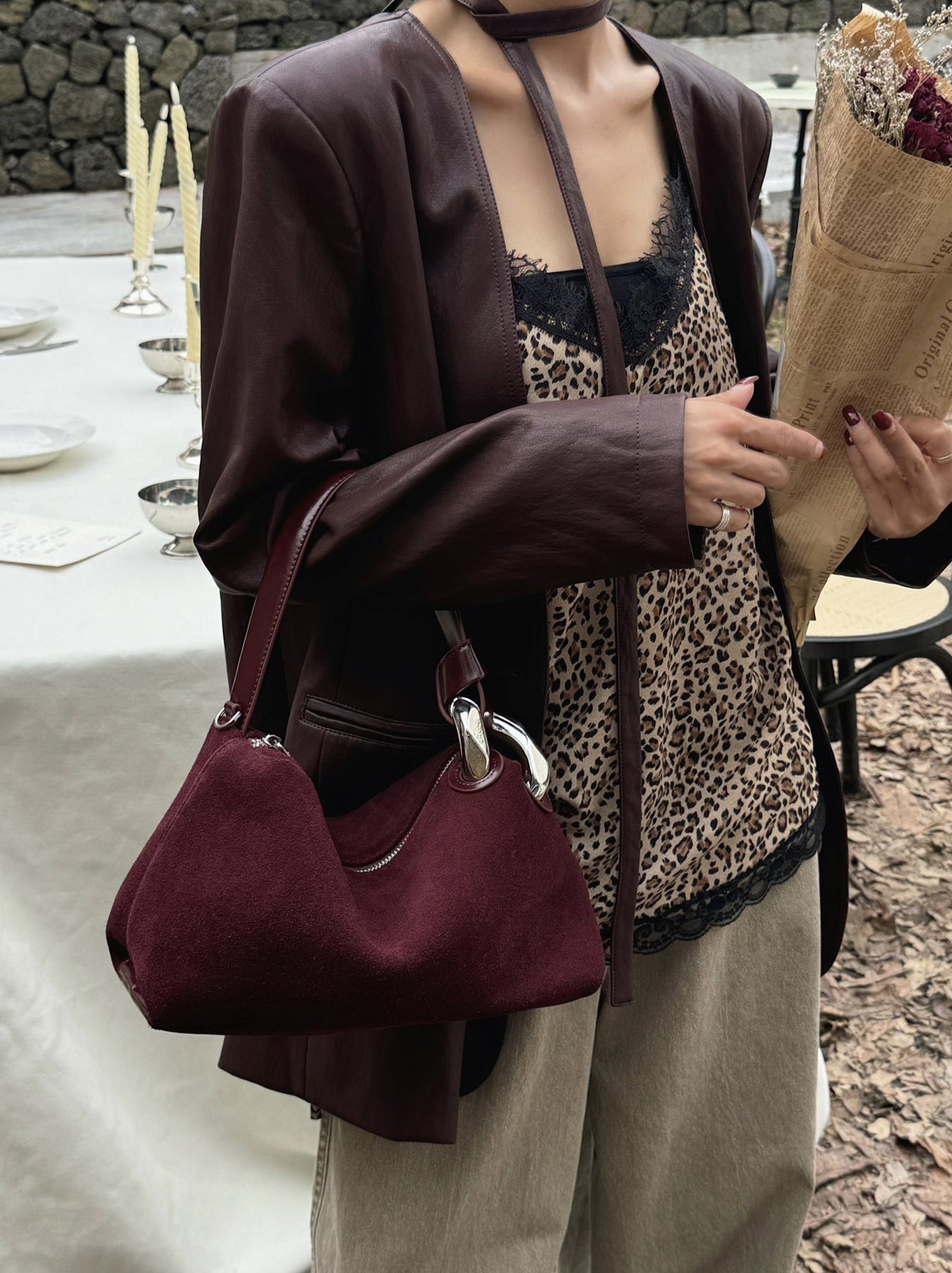 Suede Hobo Bag