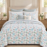 Coastal Sea Life Seashell & Coral Quilted 3-Piece Bedding Set