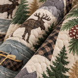 Woodland Bear and Moose Patchwork Quilted 3-Piece Bedding Set