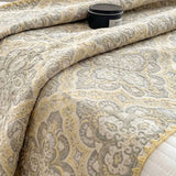 Vintage Beige Floral Jacquard Quilted Throw Three‑Layer Gauze Cotton Blanket